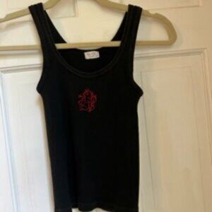 brandy melville black tank top with mini devil in red graphic